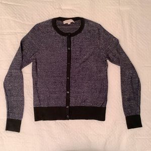 Ann Taylor LOFT Navy cardigan black trim, sparkly!